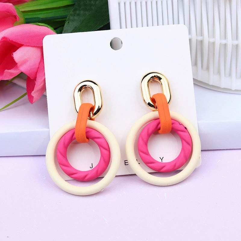 Wholesale Geometric Circle Contrasting Color Candy Color Acrylic Earrings