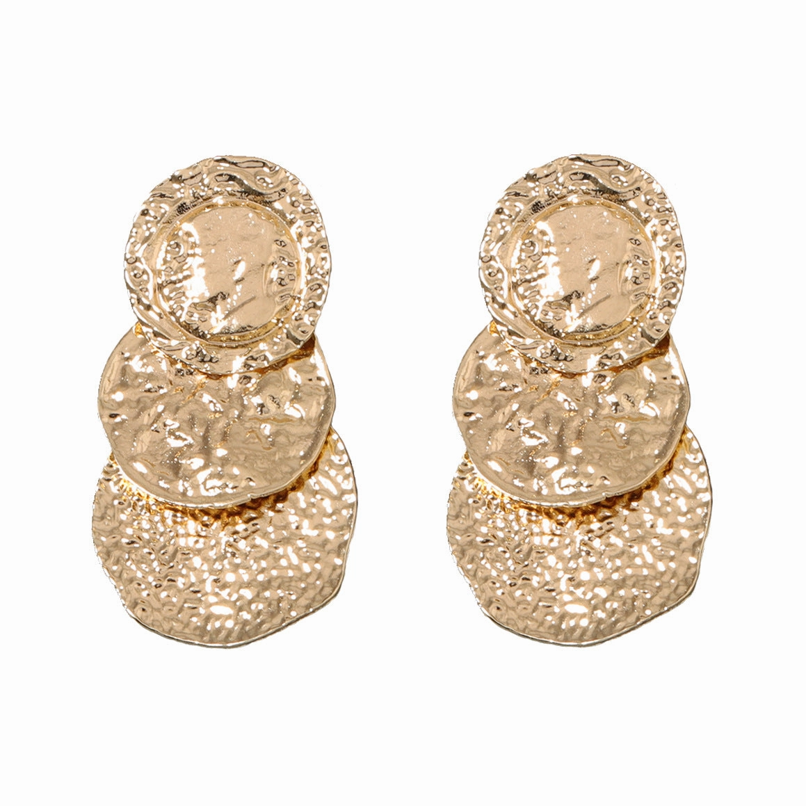 Wholesale Geometric Circular Alloy Multi-layer Pleated Earrings