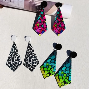 Wholesale Geometric Colorblock Acrylic Earrings