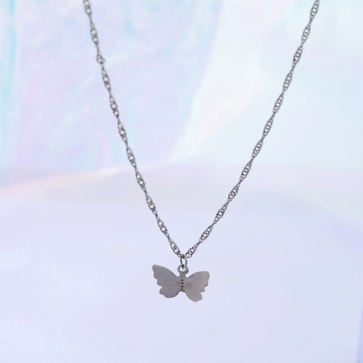 Wholesale Geometric Cross Chain Small Butterfly Copper Necklaces