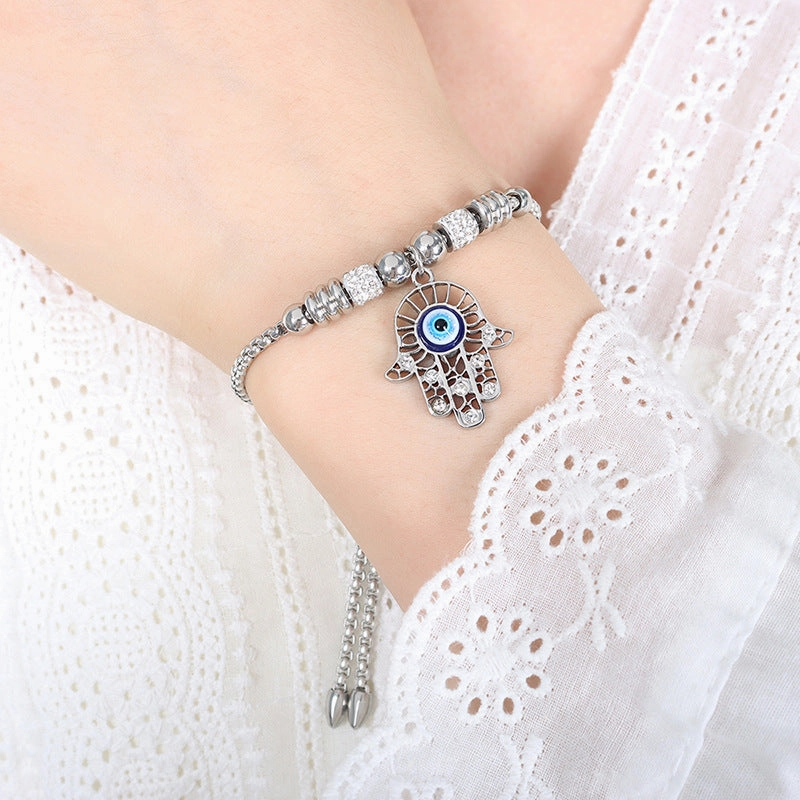 Wholesale Geometric Diamond Inlaid Titanium Steel Bracelet