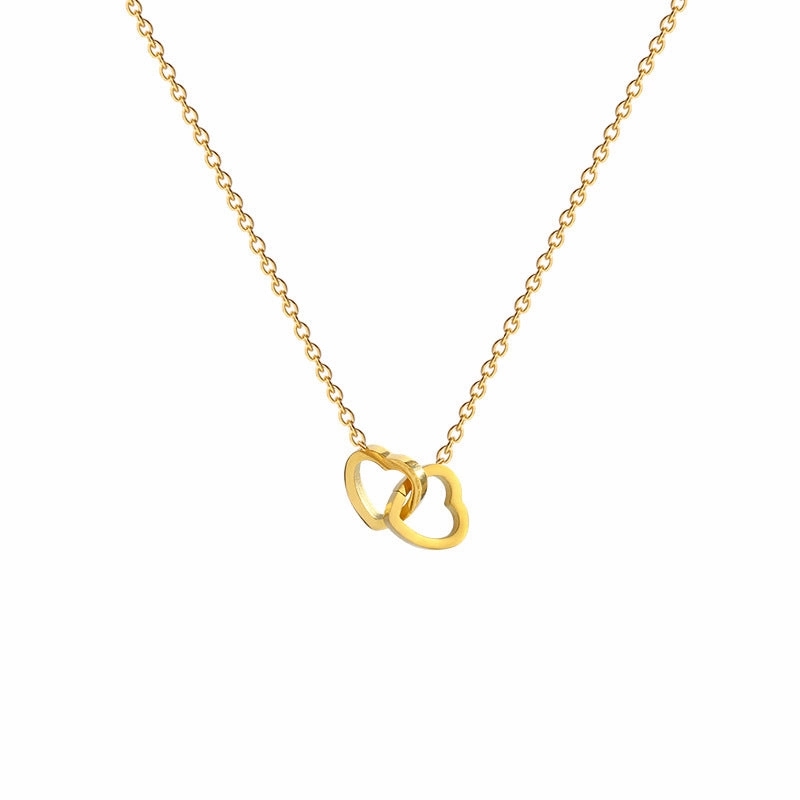 Wholesale Geometric Double Linked Heart Titanium Steel Necklace