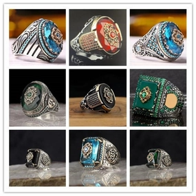 Wholesale Geometric Elliptical Black Acrylic Personalized Retro Two Color Crown Rings