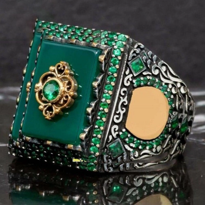 Wholesale Geometric Elliptical Black Acrylic Personalized Retro Two Color Crown Rings