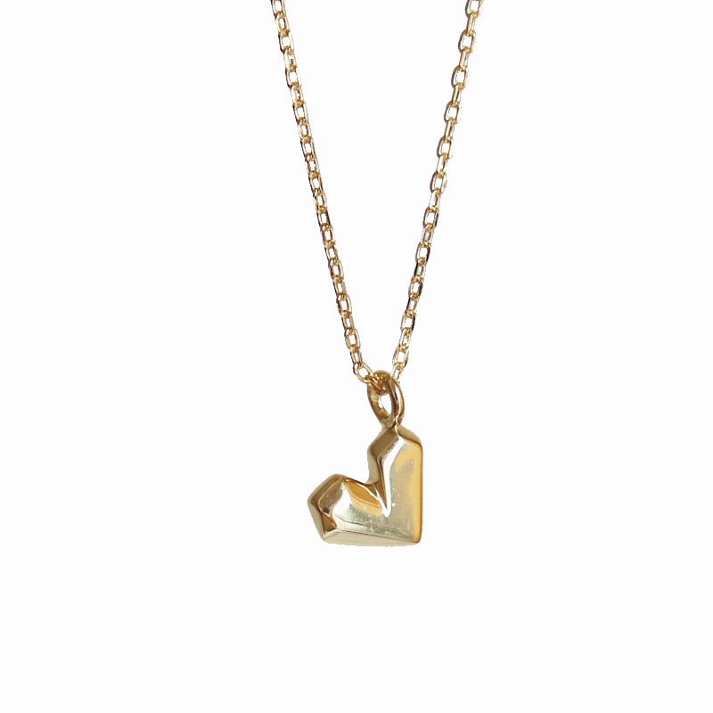 Wholesale Geometric Faceted Heart Pendant Copper Necklace