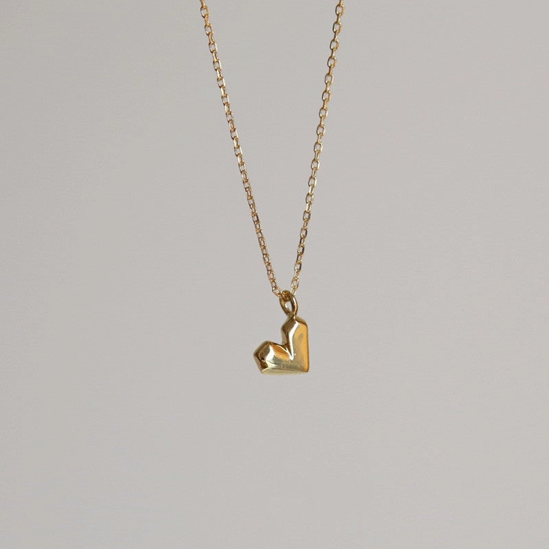 Wholesale Geometric Faceted Heart Pendant Copper Necklace