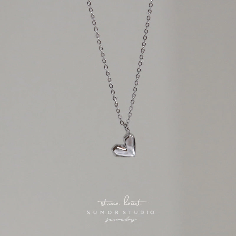 Wholesale Geometric Faceted Heart Pendant Copper Necklace
