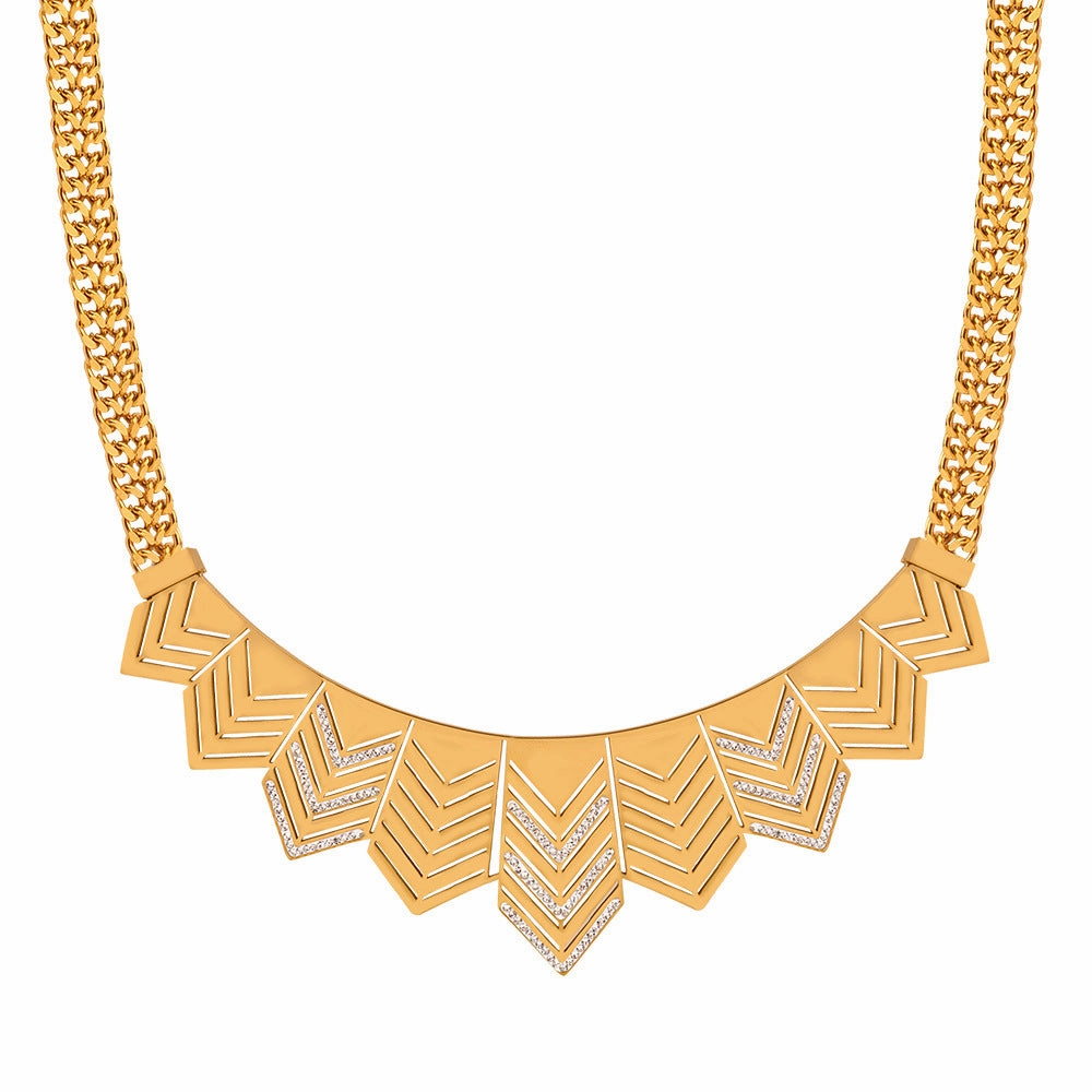 Wholesale Geometric Flag Pendant Diamond Titanium Steel Gold Plated Necklace