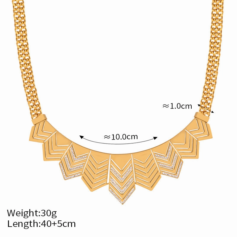 Wholesale Geometric Flag Pendant Diamond Titanium Steel Gold Plated Necklace