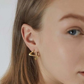 Wholesale Geometric Gold Copper Stud Earrings