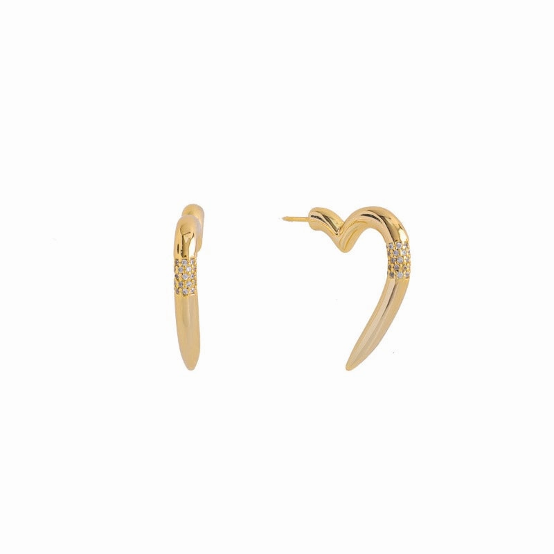 Wholesale Geometric Heart Zircon Stud Vintage Earrings
