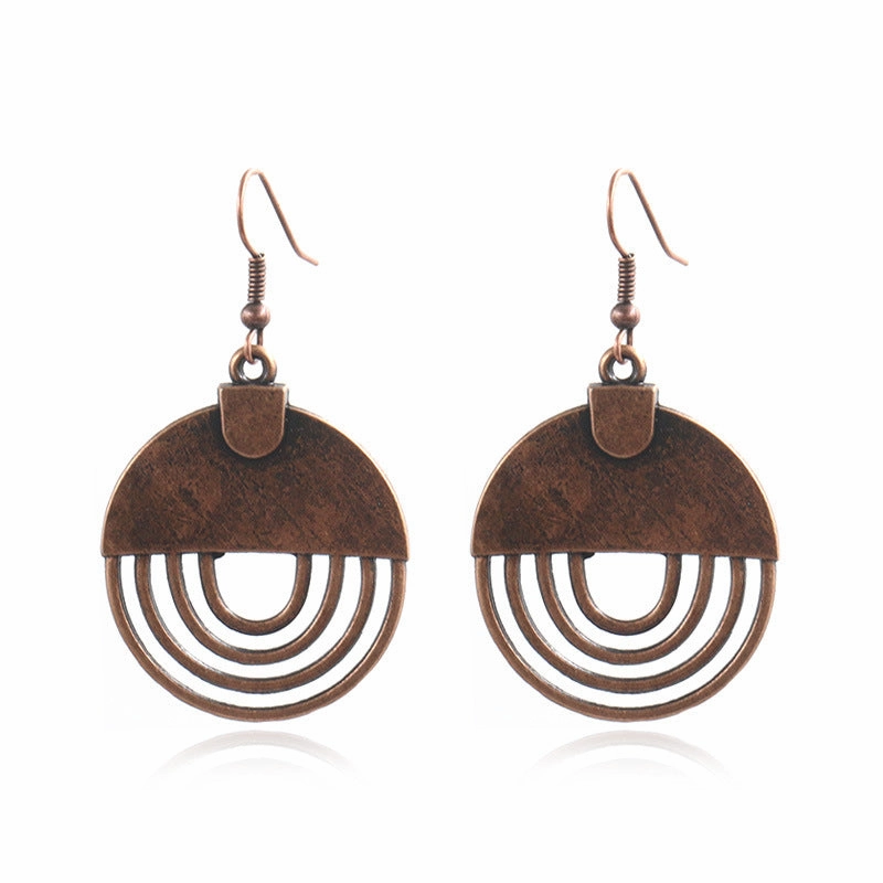 Wholesale Geometric Hollow Oval Alloy Pendant Earrings