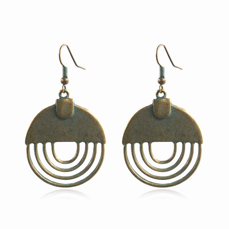Wholesale Geometric Hollow Oval Alloy Pendant Earrings