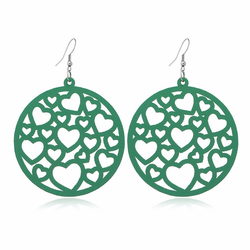 Wholesale Geometric Hollow Wooden Earrings