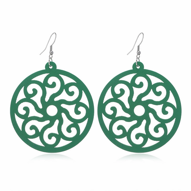 Wholesale Geometric Hollow Wooden Earrings