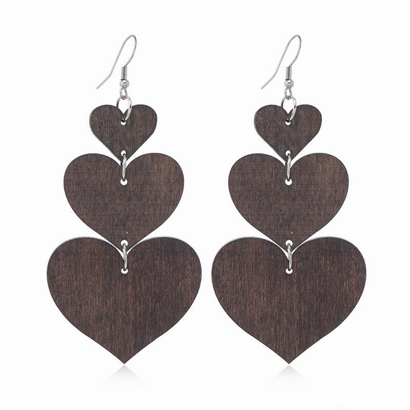 Wholesale Geometric Hollow Wooden Earrings
