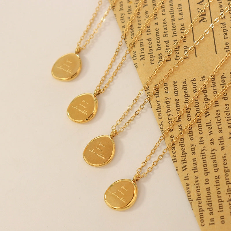 Wholesale Geometric Irregular Oval Letter Titanium Steel Pendant