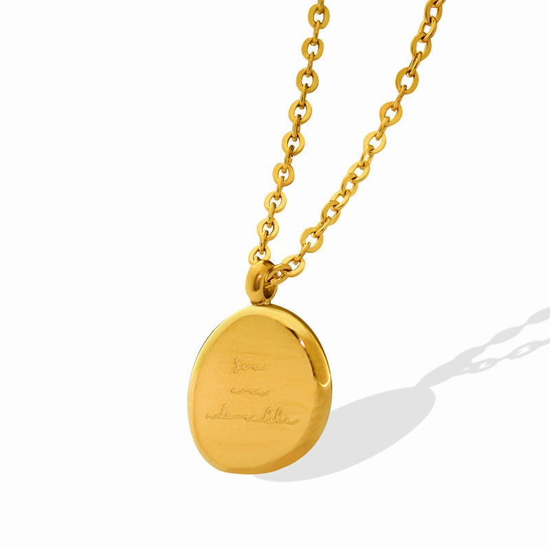 Wholesale Geometric Irregular Oval Letter Titanium Steel Pendant