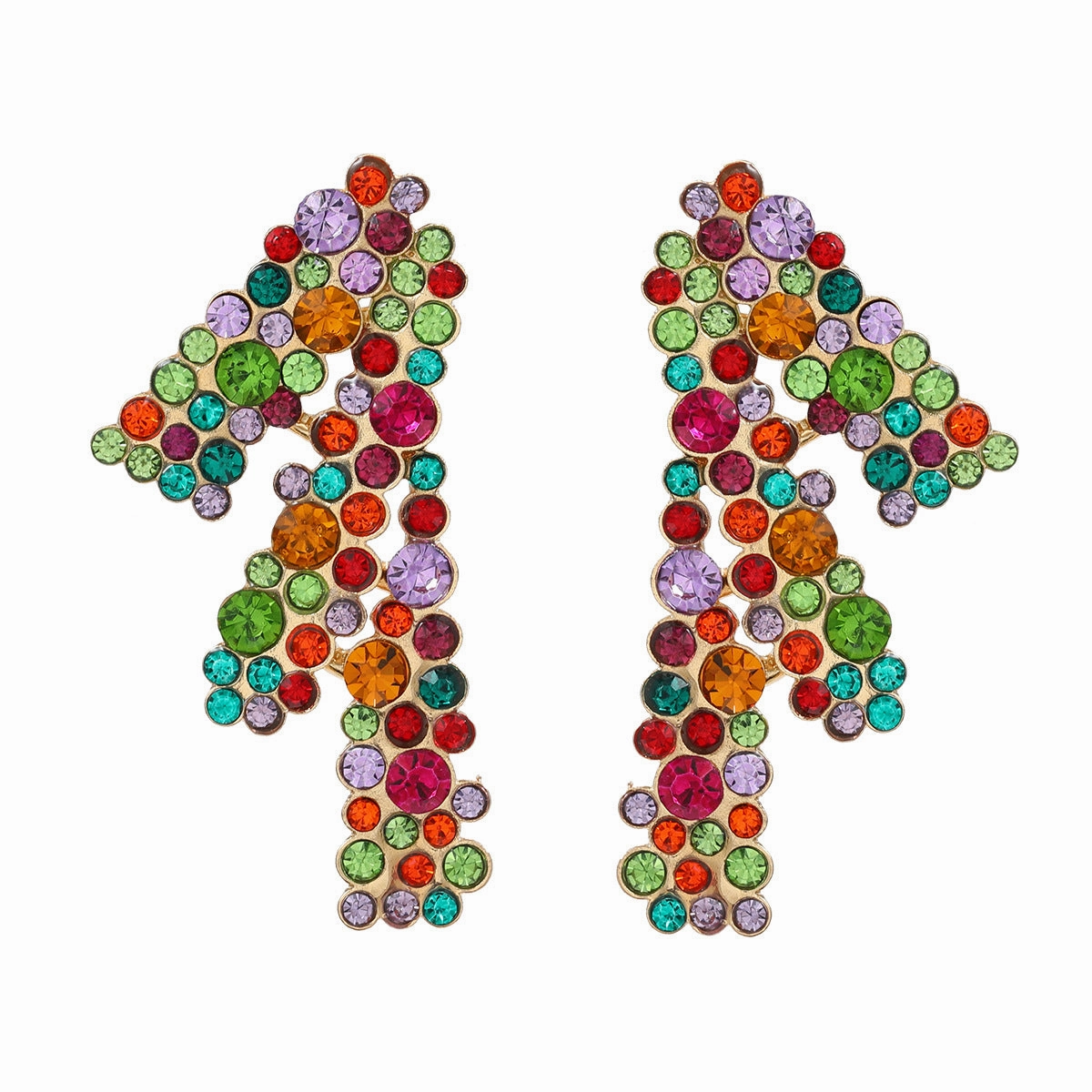 Wholesale Geometric Lines Full Diamond Earrings