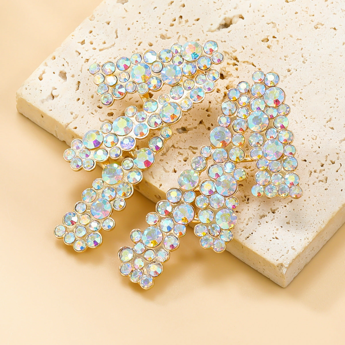 Wholesale Geometric Lines Full Diamond Earrings