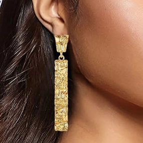 Wholesale Geometric Long Hammered Pattern Alloy Earrings