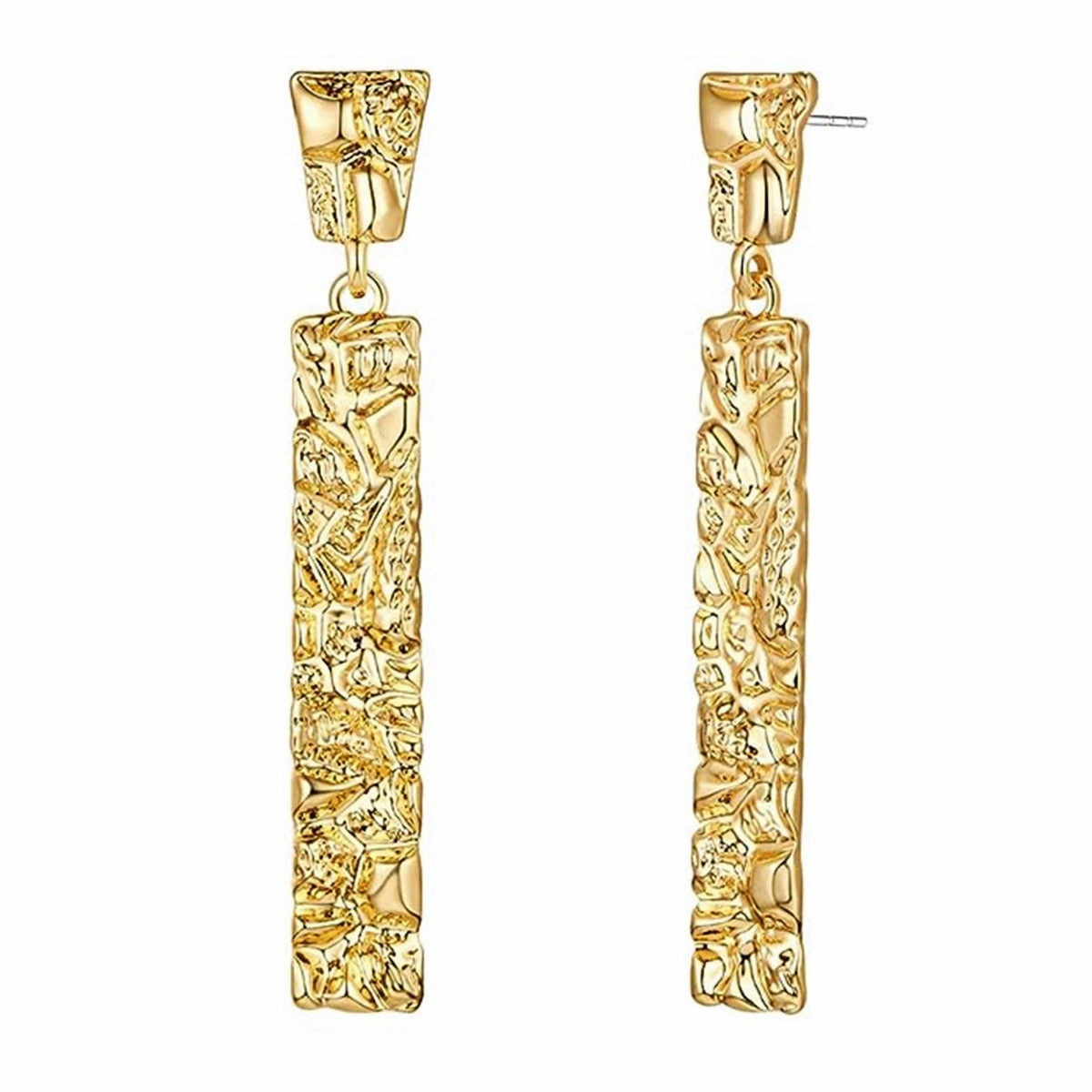 Wholesale Geometric Long Hammered Pattern Alloy Earrings