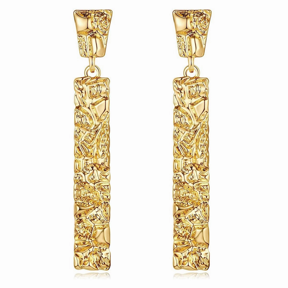 Wholesale Geometric Long Hammered Pattern Alloy Earrings