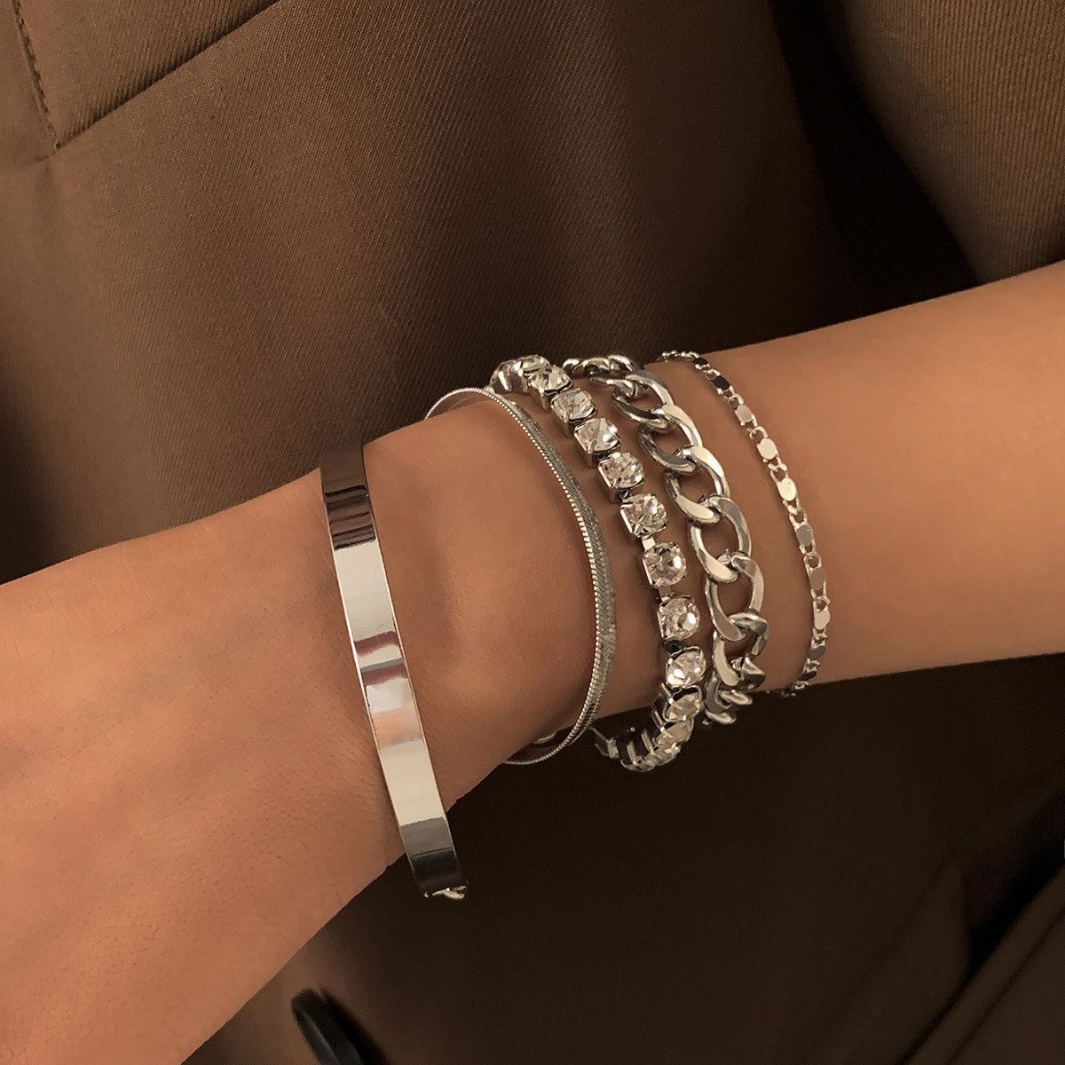 Wholesale Geometric Multi-element Rhinestone Bracelet