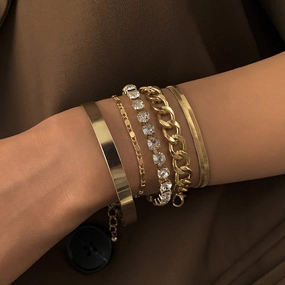 Wholesale Geometric Multi-element Rhinestone Bracelet