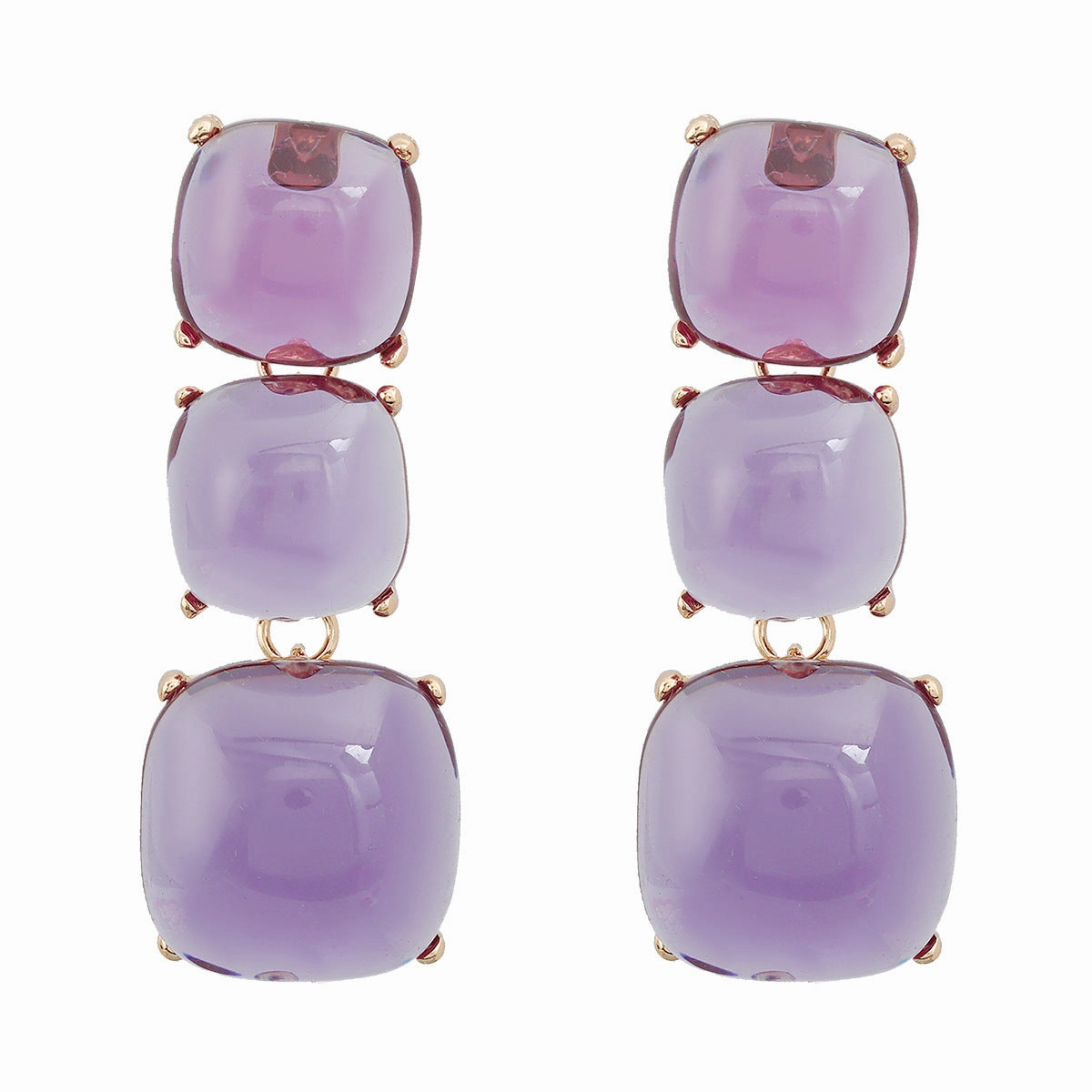 Wholesale Geometric Multi-layered Square Alloy Resin Earrings