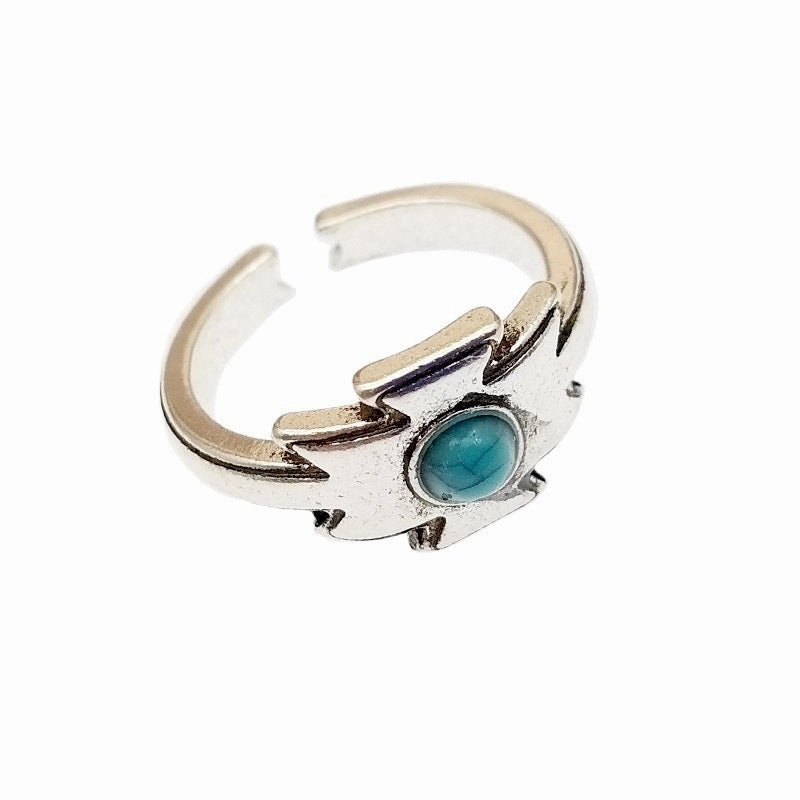 Wholesale Geometric Pattern Turquoise Open Vintage Ring