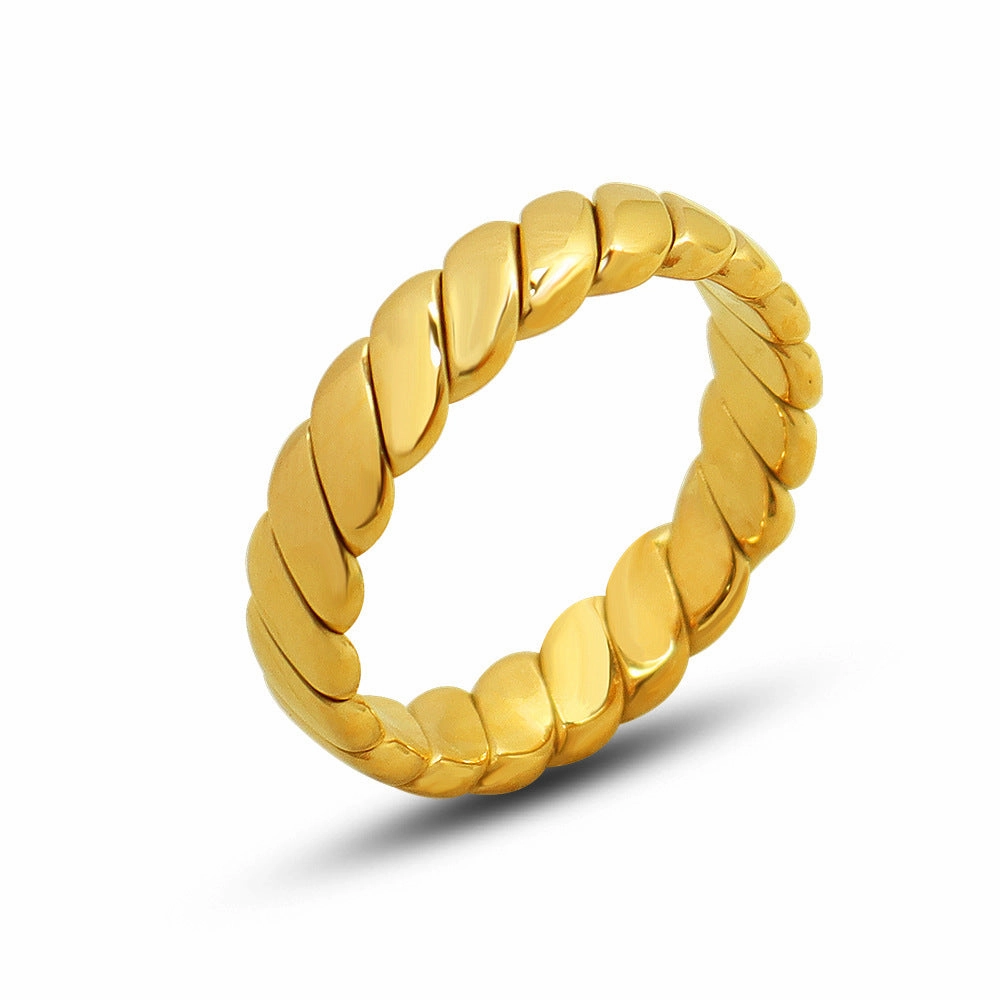 Wholesale Geometric Plain Titanium Steel Plated 18K Real Gold Vintage Ring