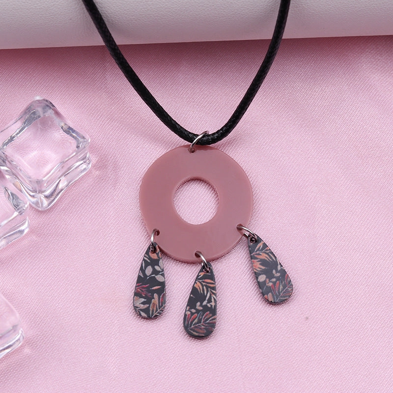 Wholesale Geometric Splicing Hollow Tassel Acrylic Necklaces