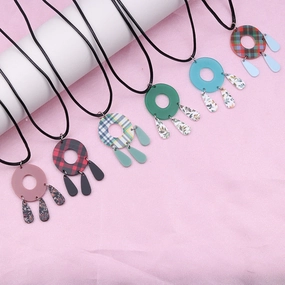 Wholesale Geometric Splicing Hollow Tassel Acrylic Necklaces