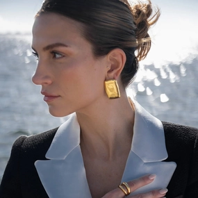 Wholesale Geometric Square Titanium Steel Gold-plated Earrings