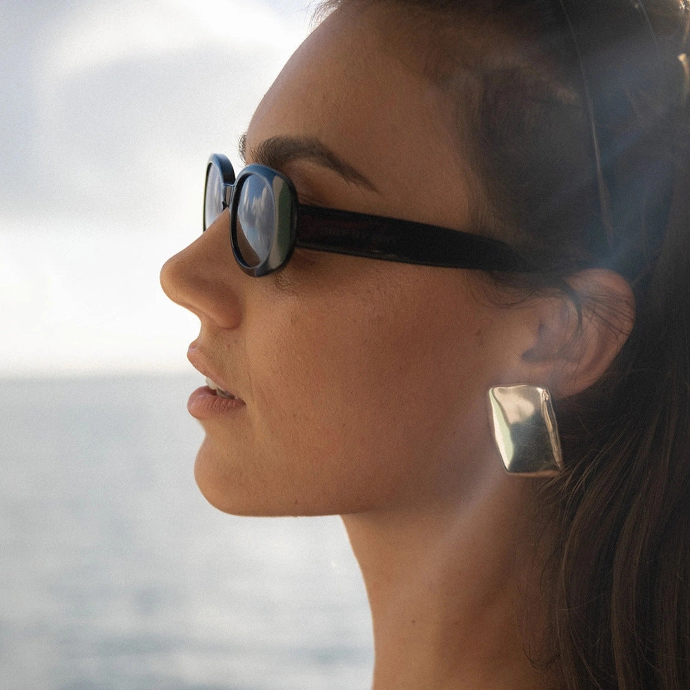 Wholesale Geometric Square Titanium Steel Gold-plated Earrings