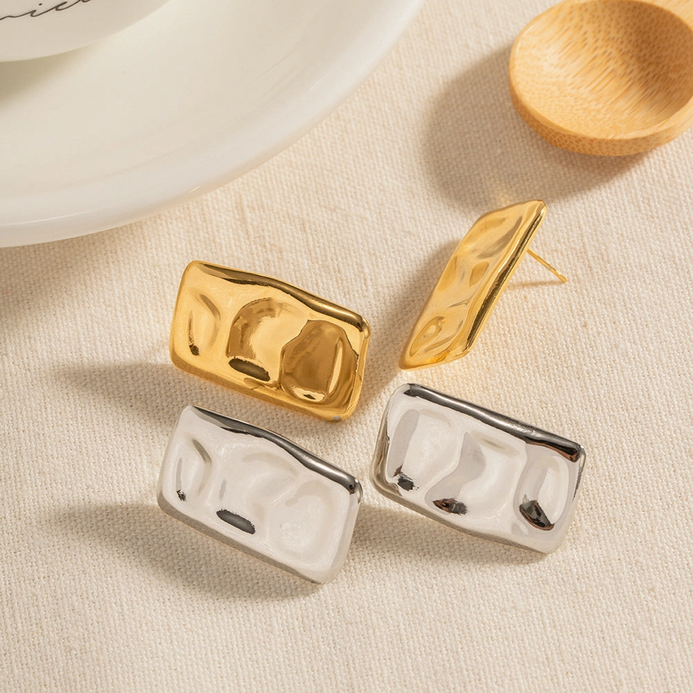Wholesale Geometric Square Titanium Steel Gold-plated Earrings