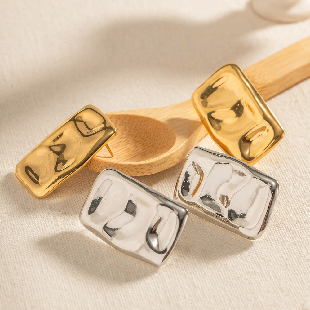 Wholesale Geometric Square Titanium Steel Gold-plated Earrings