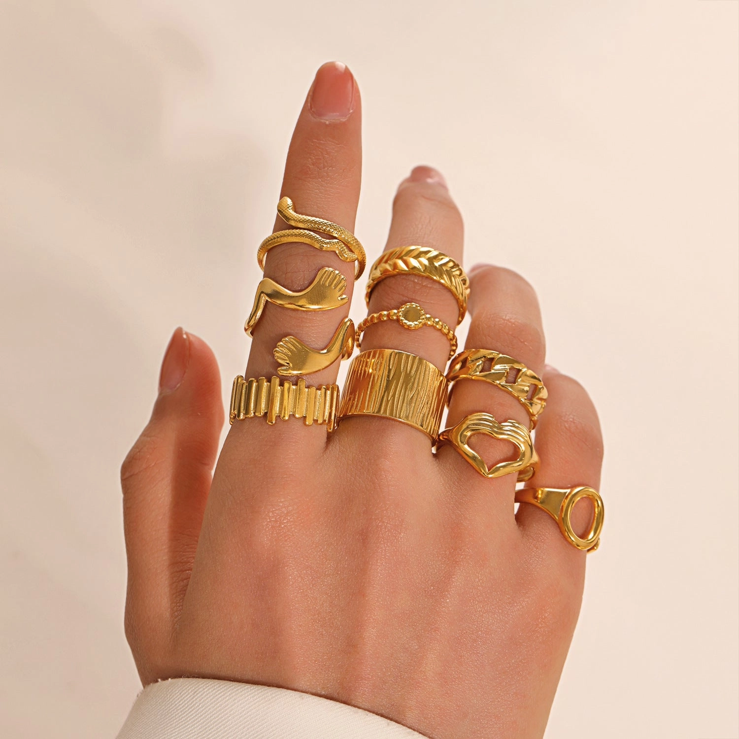 Wholesale Geometric Stainless Steel 18K Gold Plated Irregular Ring
