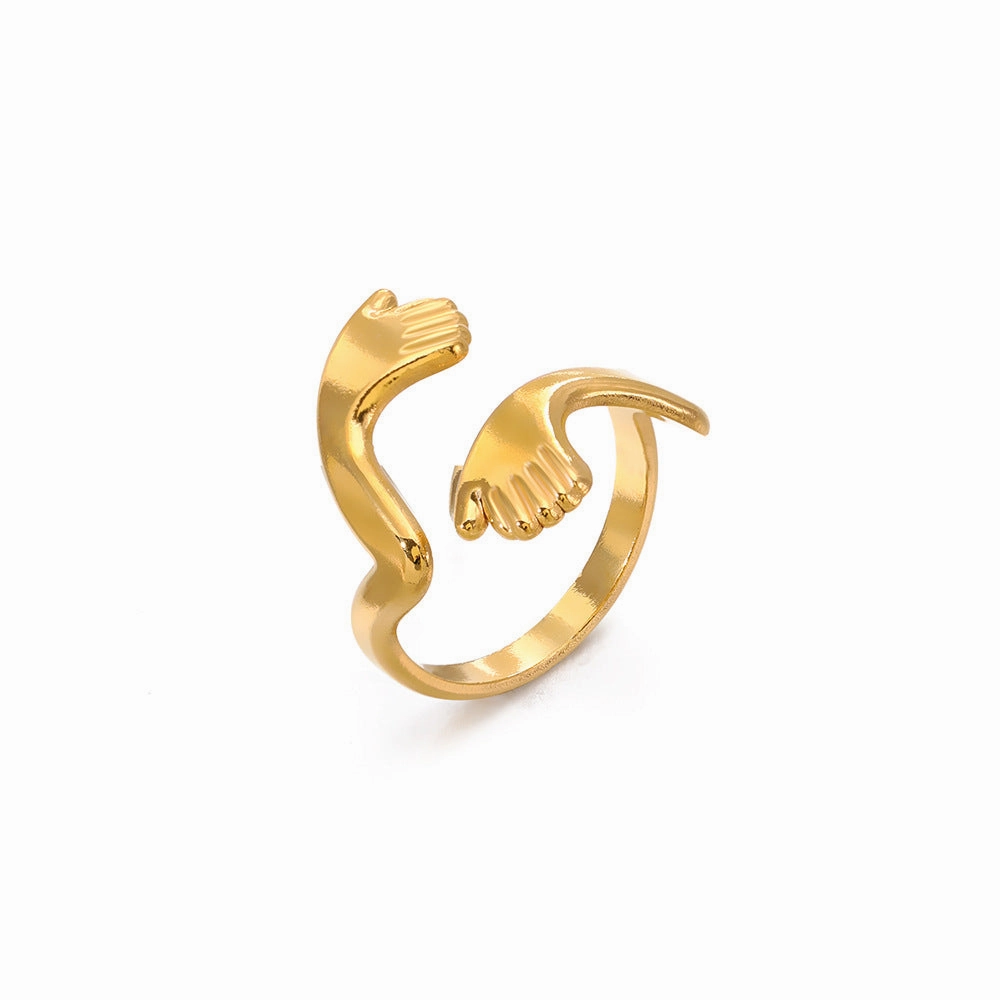 Wholesale Geometric Stainless Steel 18K Gold Plated Irregular Ring