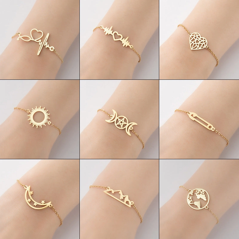 Wholesale Geometric Star Moon Love Bracelet