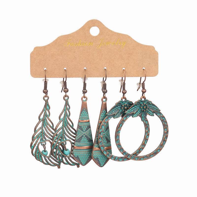 Wholesale Geometric Tassel Flower Shell Alloy Earrings