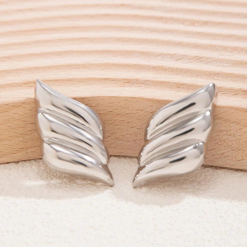 Wholesale Geometric Three-Layer Wings 18K Gold Plated Earrings