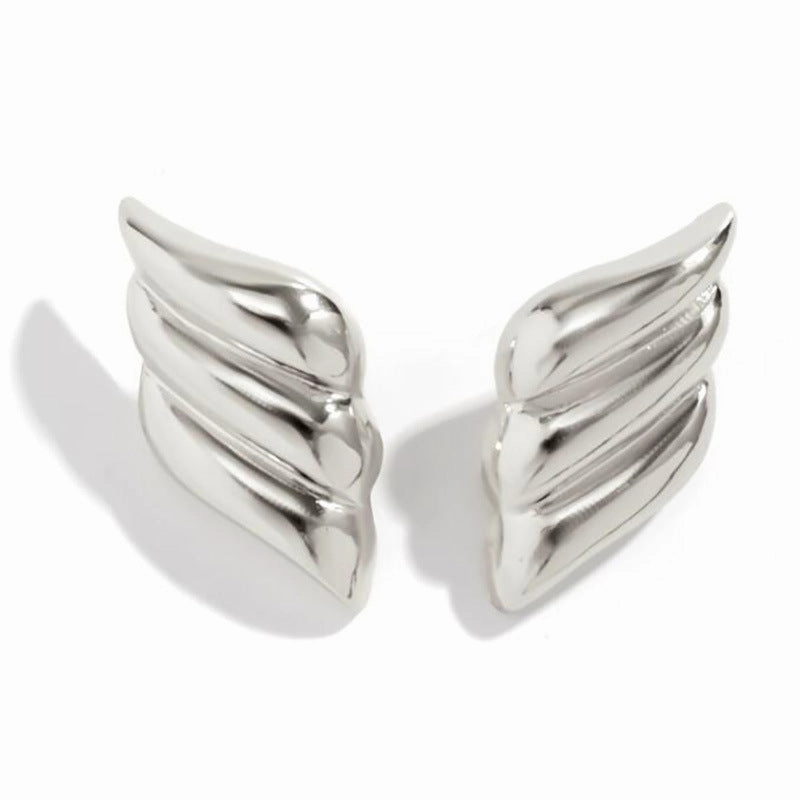 Wholesale Geometric Three-Layer Wings 18K Gold Plated Earrings