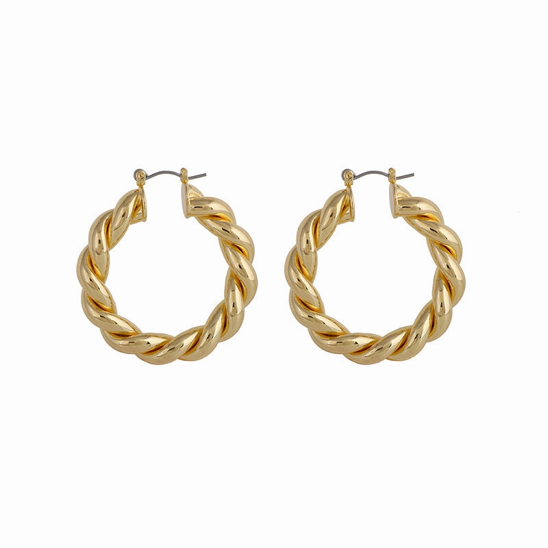 Wholesale Geometric Twist Big Circle Alloy Earrings