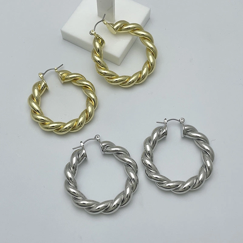 Wholesale Geometric Twist Big Circle Alloy Earrings