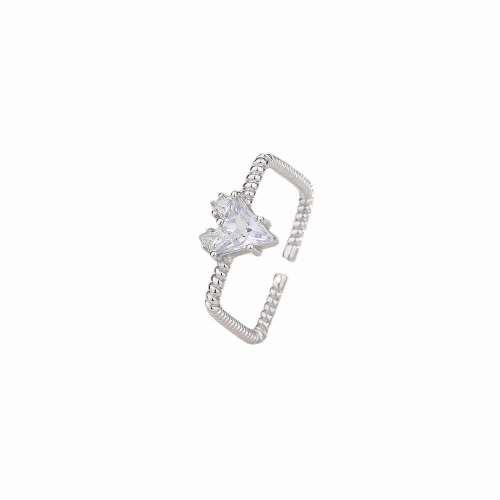 Wholesale Geometric Twist Rope Fried Dough Twists Flash Drill Love Copper Ring
