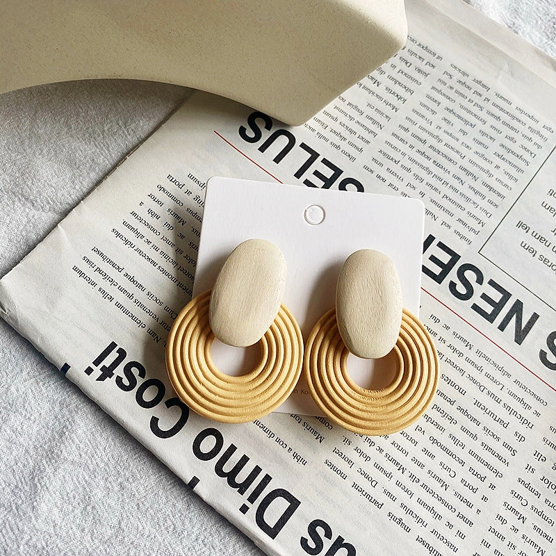Wholesale Geometric Wooden Vintage Hoop Earrings