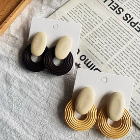 Wholesale Geometric Wooden Vintage Hoop Earrings