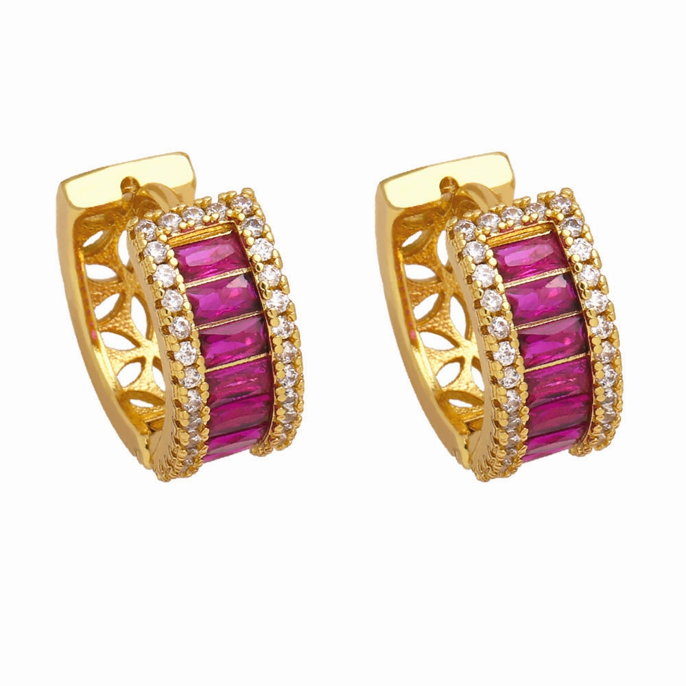Wholesale Geometric Zircon Copper Earrings